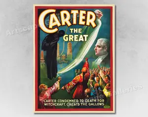 1926 Carter the Great Condemned for Witchcraft Vintage Magic Poster