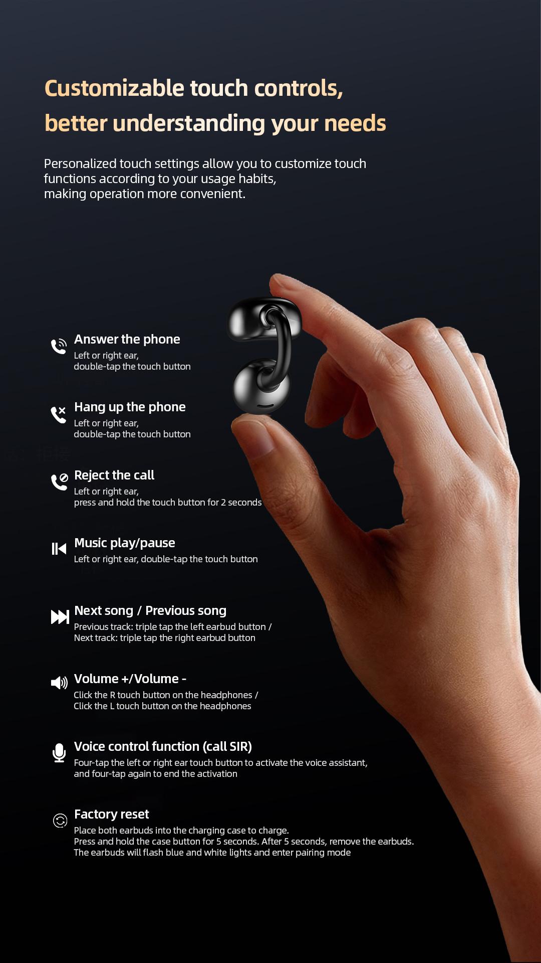 ISKU Clip-On Open Ear Bluetooth Earbuds, Wireless Ear Clip Headphones with Charging Case, Comfortable Secure Fit, Clear Calls, Long Battery Life, Sweat Resistant for Sports, Work, Travel