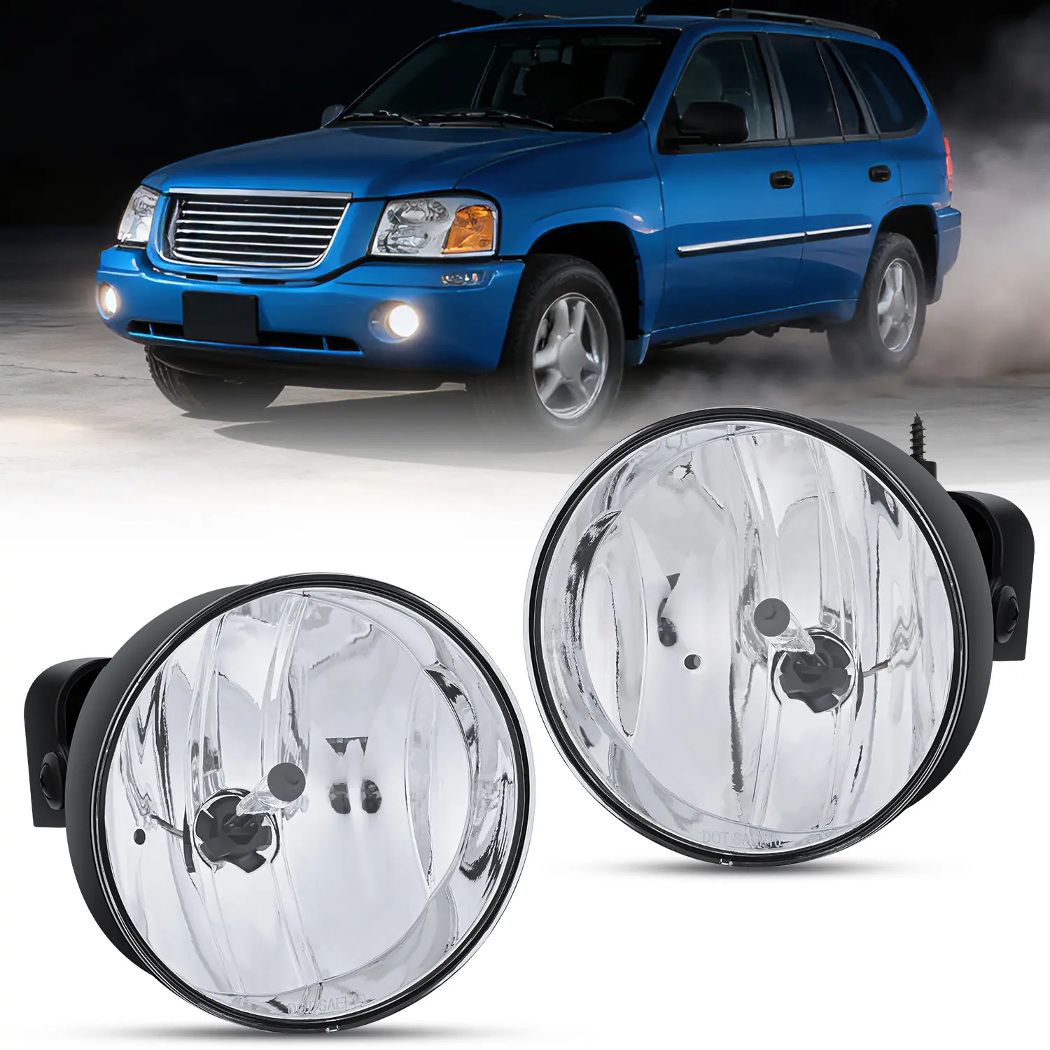 Nilight Vehicle Halogen Fog Lights Assembly, Compatible with 2002-2009 GMC Envoy, Replacement Foglights with 880 12V 27W Bulbs & Transparent Lens, Halogen Lights
