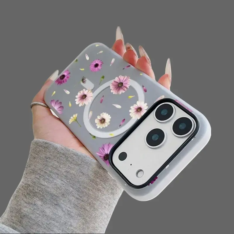 MagSafe Compatible Phone Case for iPhone 17/16/15/14/13/12/11 Series Pro & Pro Max, Botanical Elegance Floral Print, Dual Layer Military Grade Drop Protection, Anti-Scratch Raised Camera Bezel, Frosted Matte Rubberized Grip, Slim, Accessories, Smartphone,