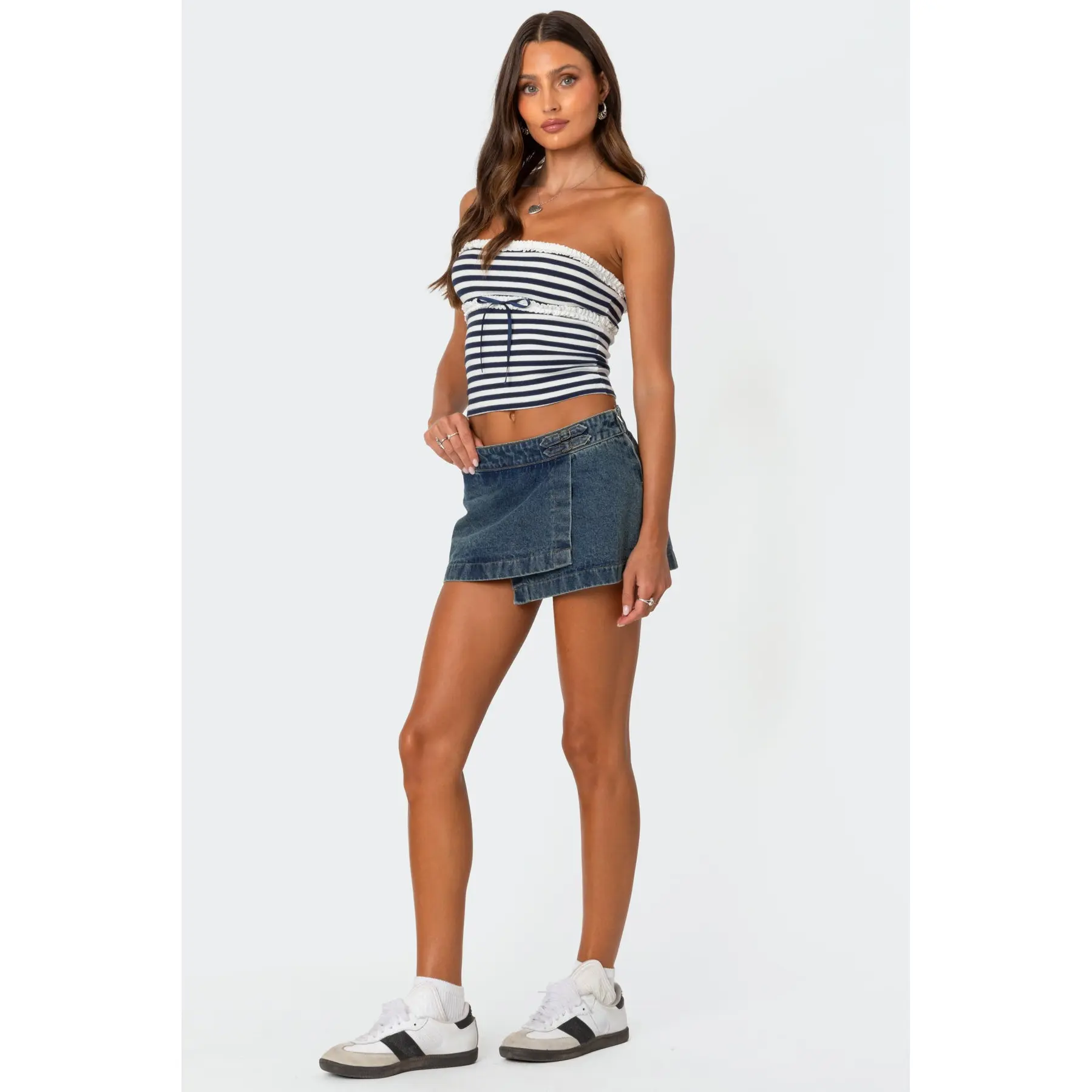 Asymmetric Denim Wrap Skort Asymmetric Denim Wrap Skort