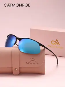 CATMONROE Lightweight And Comfortable Half Frame Sports Style Polarized Sunglasses Suitable Unisex Fashionable Decoration With UV Protection To Reduce Glare And Enhance Visual Comfort Brand Packaging Holiday Gifts Daily Wear Preferred