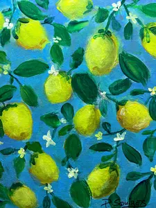 Lemon Blooms Original Acrylic 8x10 Canvas Panel