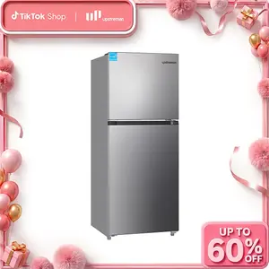 Upstreman 11.6 Cu.Ft. Double Door Refrigerator in Stainless Steel with Large Capacity Top Freezer, Frost Free, Adjustable Thermostat Control, Apartment Refrigerator with Freezer, ENERGY STAR, Stainless-BD116 garage  fridge