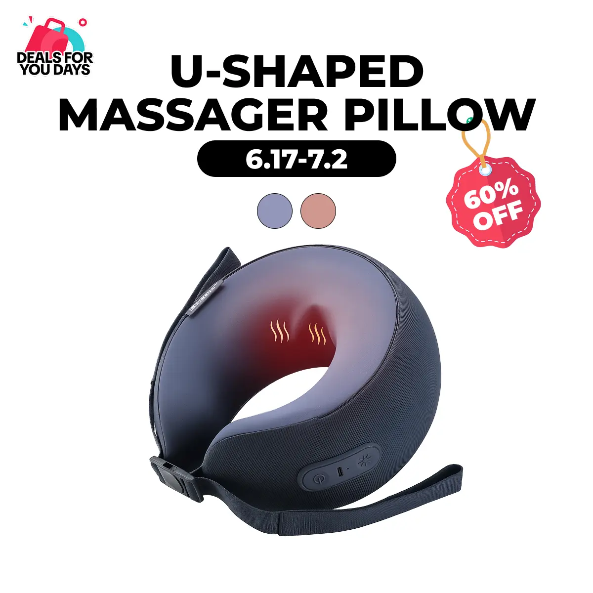 CINCOM U-Shaped Neck Massager Pillow for Cervical Support, with Soothing Heat & Kneading, 360° Memory Foam Support, Cordless, Rechargeable & Portable, Perfect Gift for Black Friday, Thanksgiving, Christmas, Birthdays & More