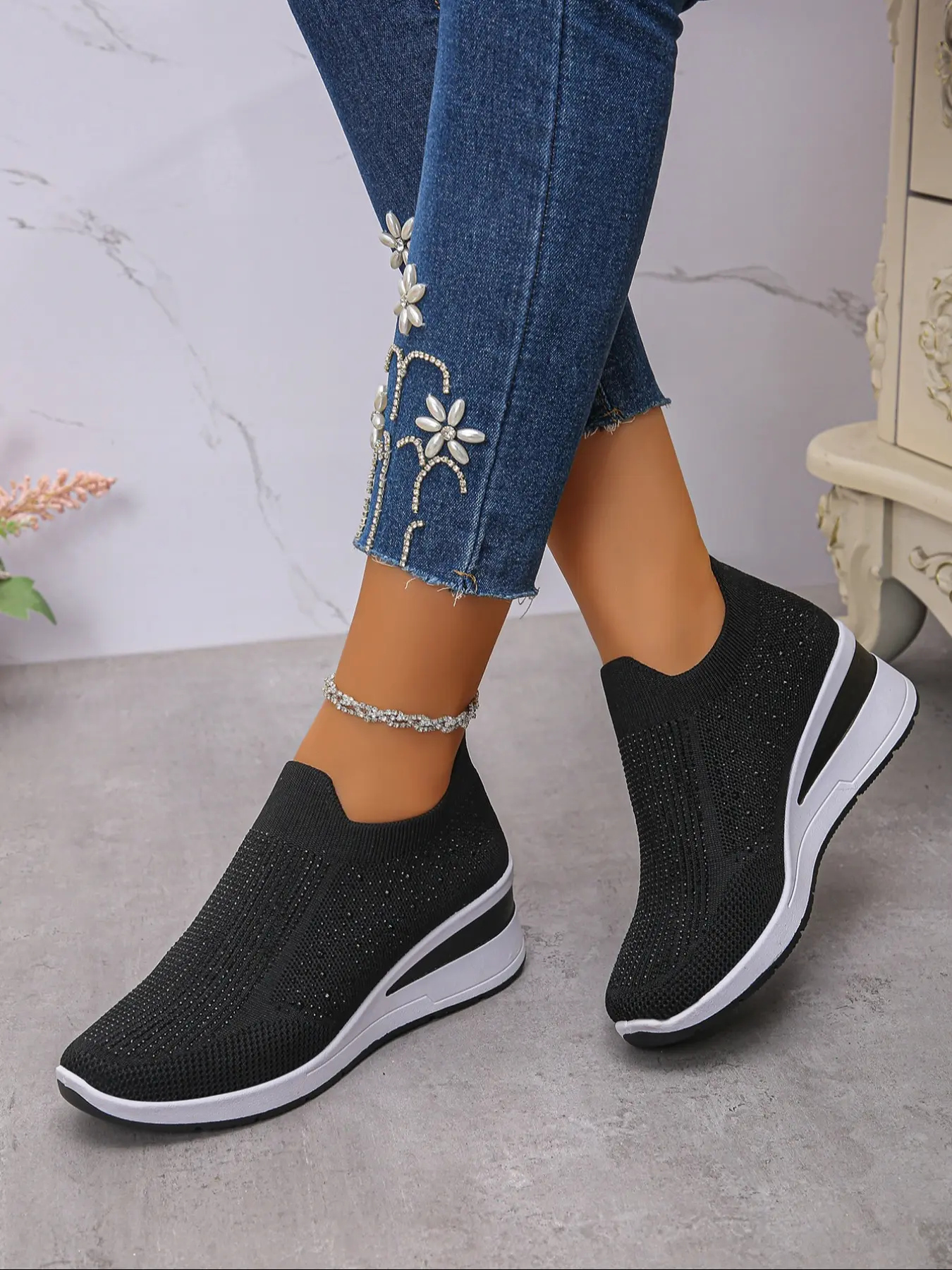 Women's Starlight Crystal Sport Shoes, Comfortable One-Click Design, Fashion Casual Women's & Girls' Shoes, Stylish Sneakers