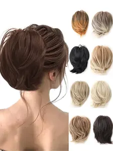 Women's Messy Hair Bun Synthetic Hairpiece, Short Tousled Design, Elastic Scrunchie for Daily Use & Stylish Look, Synthetic Soft Hairpieces