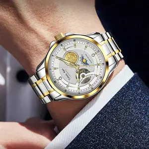 Caloric Kien Explorer Series Men's Automatic Skeleton Mechanical Watch Swiss Movement 42mm Dial Sapphire Crystal Stainless Steel Bracelet Waterproof Shockproof Luminous Luxury for Business Social Events Round Design