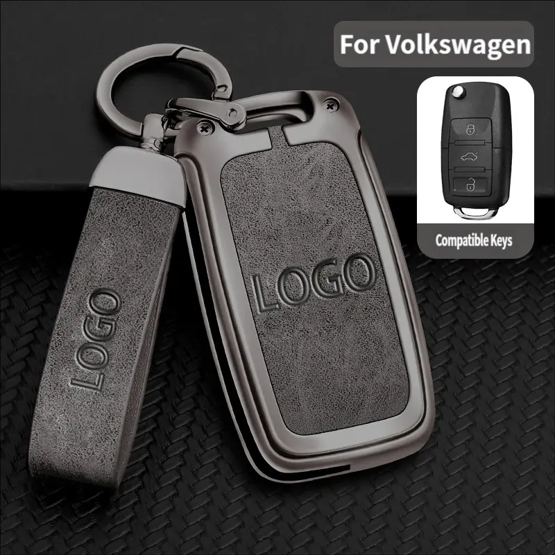 New Car Zinc Alloy Key Case Bag Car KeyChain Metal Key Shell Car Key Protector Car Key Accessory For Volkswagen VW Polo Tiguan Golf 4 5 Jetta Beetle Scirocco Passat
