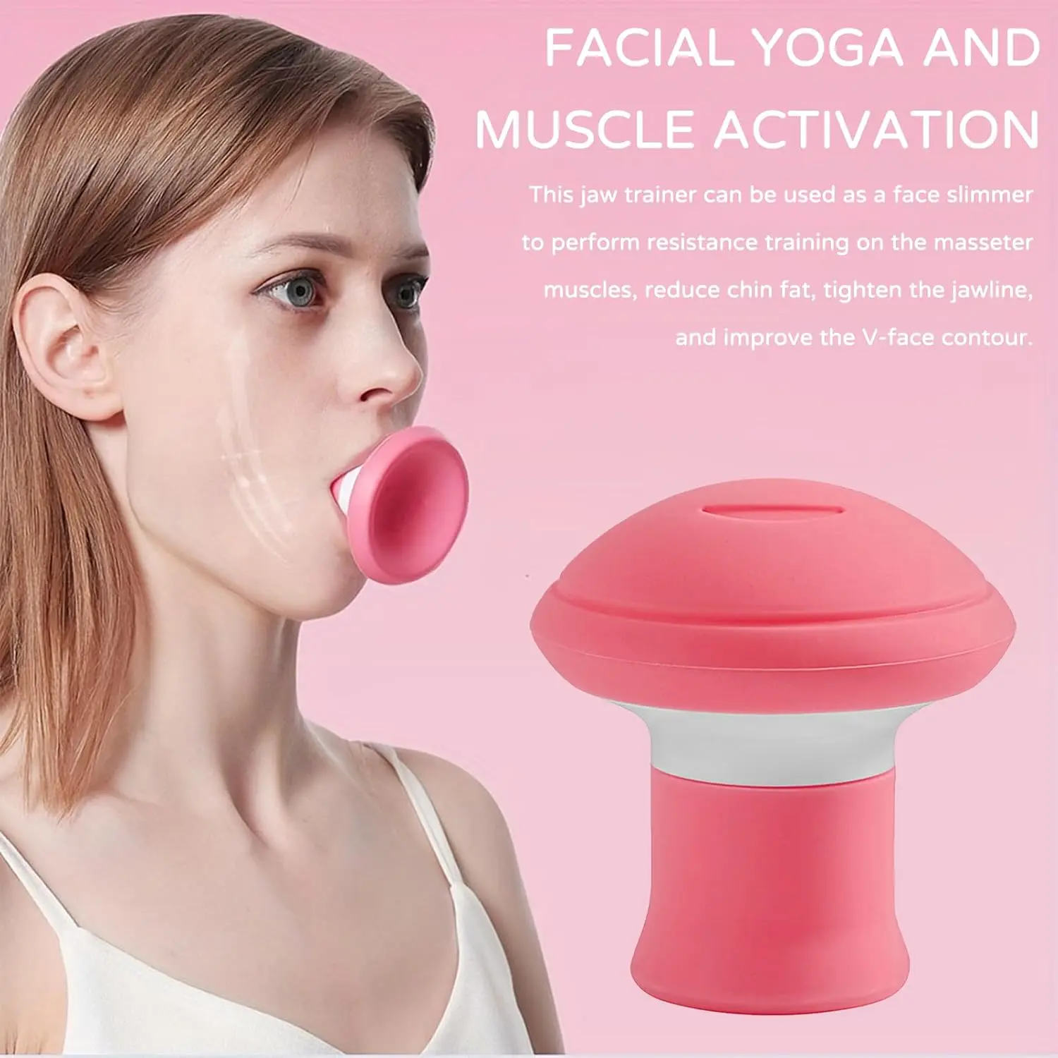 Portable Jawline Exerciser for Facial Tightening, V-Face Resistance Training Tool and Shaper to Reduce Double Chin for Women, Double Chin Elimination, Portable Double Chin Exerciser