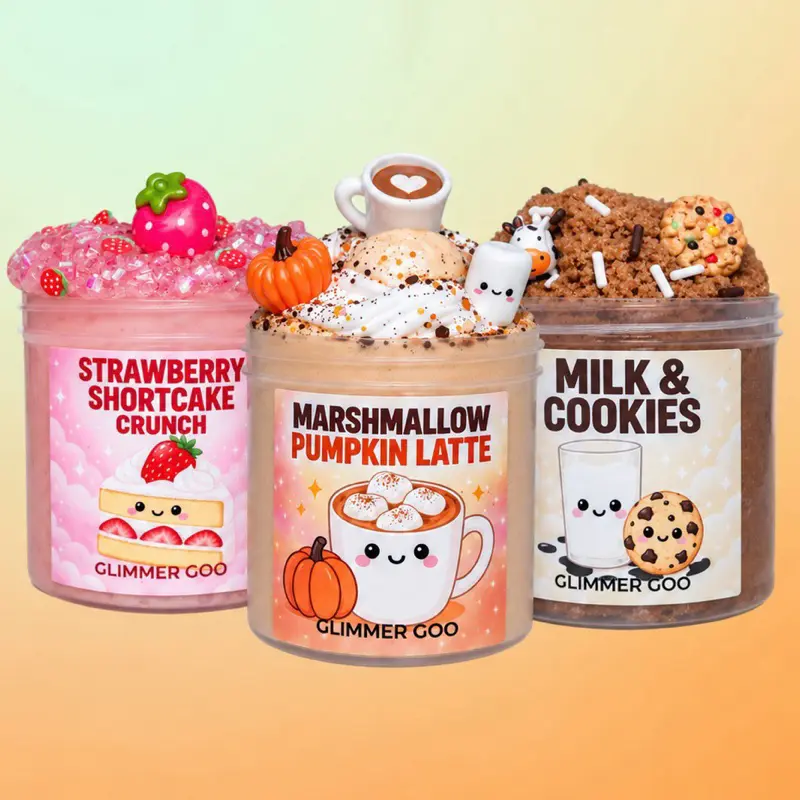 Cozy Café Slime Trio | Pumpkin Latte, Strawberry Shortcake & Milk and Cookies