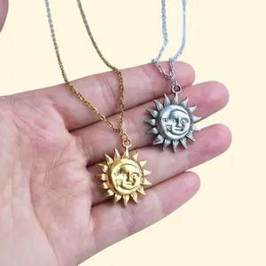 Sun and the moon charm necklace Non Tarnish Jewelry Gold Plated