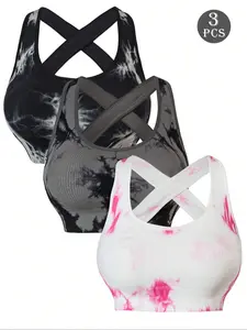 Women's High Elastic Nylon Sports Tank Top, Sleeveless Fitness Shirt, Tie Dye Waist Cinching Design, Breathable Yoga Pilates Gym Wear, Breathable Workout Tops