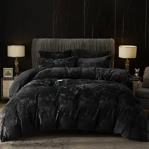 Truly Velvet Duvet Cover Set King Size 3pcs Ultra Soft Breathable Comforter Cover Set Luxury Cozy Flannel Duvet Cover with Pillow Shams Bedding Collection 104" x 90" Black