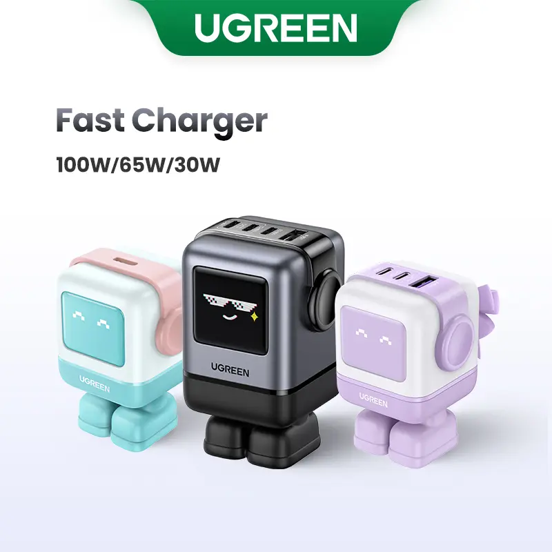 【LIVE ONLY】UGREEN Uno 100W/65W/30W/USB C Charger 3/4-Port Robot GaN Fast Charger PPS PD3.0 for iPhone 17 16 15 14 Pro Max, Galaxy S24/S23 Ultra, Fast Charge for Laptop Macbook Air-Black Friday Electronic Charging,TikTokShopHolidayHaul summerwins