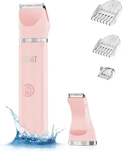 AIBRIT PRO  Bikini for Women 2 in 1 Lady Pubic Hair Groomer Painless Hair Removal Razor Body Shaver, Portable Ladies Shaver with 2 Heads, IPX7 Waterproof