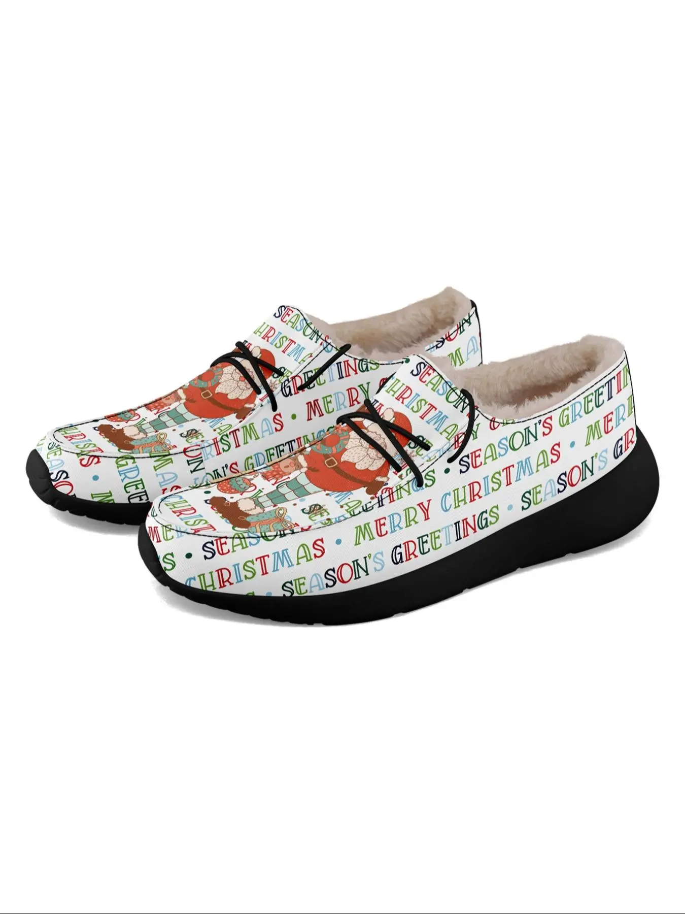 Women's Christmas Loafers, Christmas Glitter Designed Lightweight Comfortable London Sole Plush Canvas Shoes for Autumn and Winter, Lazy Loafers, Personalized Fun Christmas Gift for Mom/Dad/Her/Him/Girlfriend/Boyfriend/Wife/Husband/Friend