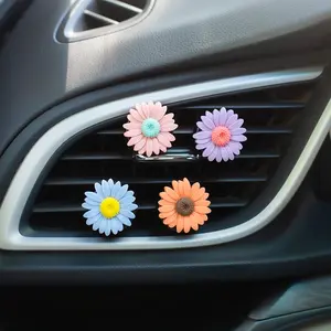 4pcs Car Vent Air Freshener Decor, Creative Cute Daisy Car Perfume Clip, Car Fragrance Accessories, Solid Form, No Ca Prop 65 Warning