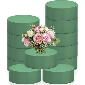 24 PCS Round Floral Foam Blocks,Green Wet Foam Block,Dry Floral Foam,Wet Florist Block Flower Arrangement Supplies for Wedding Aisle Flowers,Arty Decoration,Party