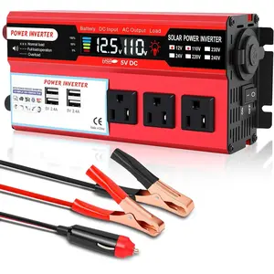 Portable 1000W Power Inverter, DC 12V to AC 120V Car Converter with LCD Screen, 3 US Sockets + 4 USB Charging Ports, Cigarette Lighter & Battery Clamps for Vehicle & Home Emergency