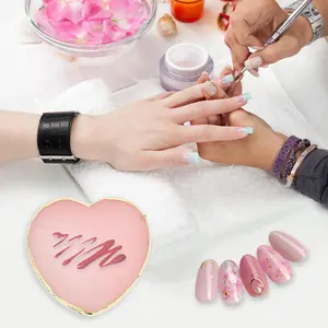 1PC Heart-Shaped Resin Nail Art Palette, Nail Painting Mixing Tray with Gold Edge, Nail Art Display Board, Nail Polish Holder for Nail Design, Manicure Tools for Nail Artists
