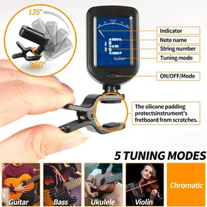 Rechargeable Guitar Tuner with Color Screen for Ukulele Violin Tuning Table Multifunctional ABS Metal Digital Tuner