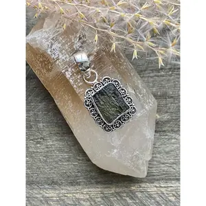 High Vibrational Genuine Czech Moldavite Filigree 925 Handmade Crystal Pendant - Crystal Healing Meditation