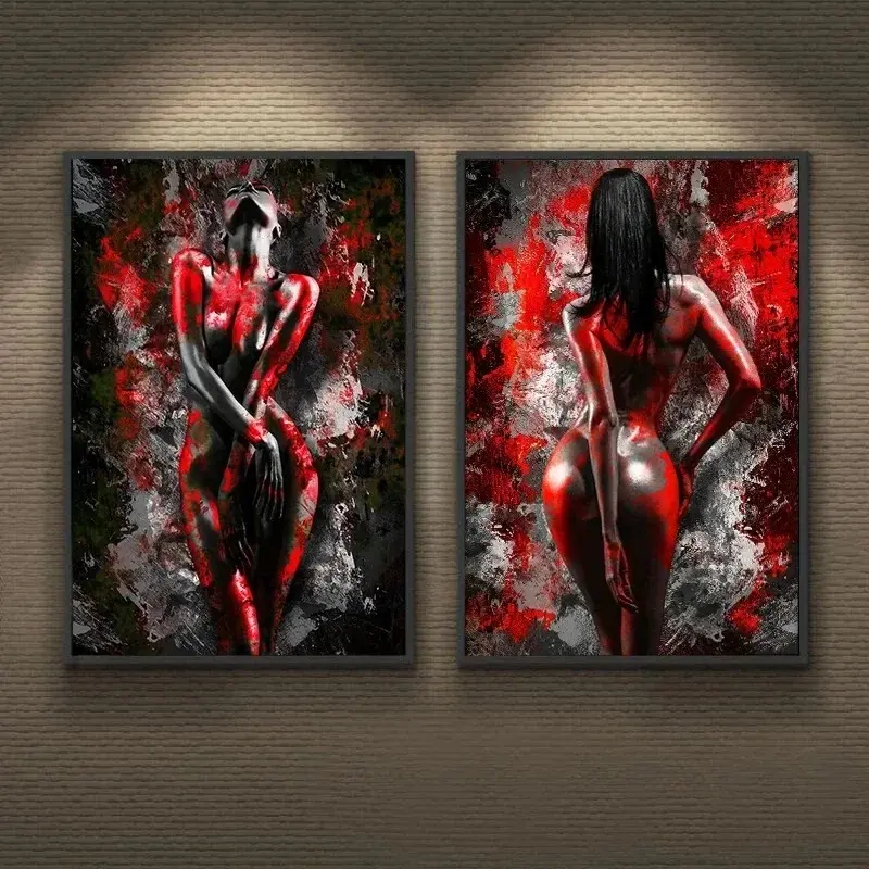 2pcs/set Modern Graffiti Posters and Prints Canvas Painting Sexy Nude Women Wall Art for Living Room Home Decor Art Work For Wall Decor Art Wall Decoration Modern Art Design
