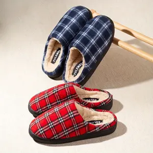 Zulench Classic Plaid Design Men's & Women's Wool Slippers Heavy Duty TPR Sole Non-Slip Warm Winter Indoor Home Shoes with Plush Lining Comfortable Unisex Footwear - Slip On Clog
