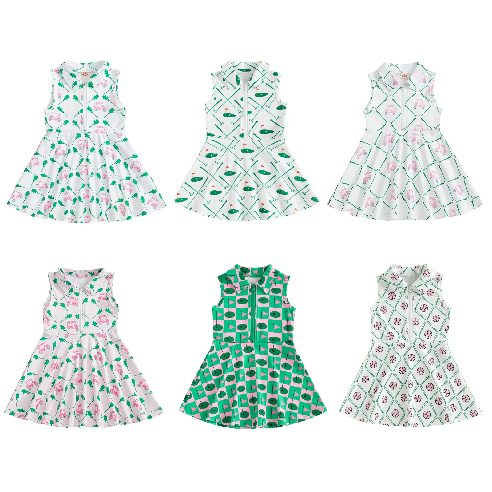 Toddler Baby Girl Golf Dress Outfit Golf Sleeveless Zipper A Line Girls Polo Tank Dresses Summer Clothes