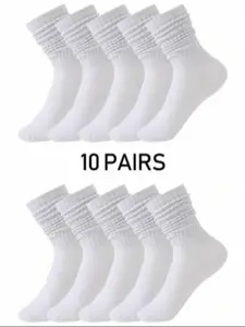 Women's Solid Crew Socks, Casual Comfy Socks, Soft Comfy Breathable Pile Socks for Daily Wear, Multipack Knit Socks for All Seasons, Socks Set