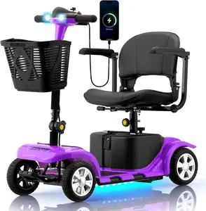 SKRT-Mobility Scooter Lightweight Portable Airline-Friendly Quick Setup in 15 Minutes Long-Lasting Battery 4.5 mph Top Speed 10 Miles Range Puncture-Proof Tires LED Lighting With USB Charger