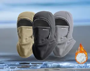 Winter Warmth 2-in-1 Hat & Face Mask Windproof Thick Fleece Lining for Cycling Running Skiing Machine Washable Black Ideal for Cold Activities face cloth,thermal fleece balaclava Sports Hat
