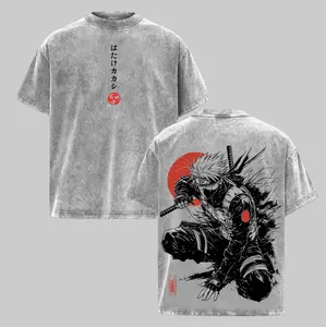 Kakashi Hatake T-Shirt, Naruto Anime Vintage Washed Tee, Sharingan Ninja Graphic Shirt, Oversized Japanese Streetwear, Dark Aesthetic Manga Top, Unisex Casual Anime Fashion