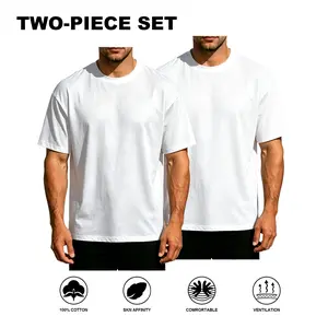 2-Pack Men's 100% Cotton Crewneck Tees | Ultra Soft, Breathable & Skin-Friendly Casual Tops