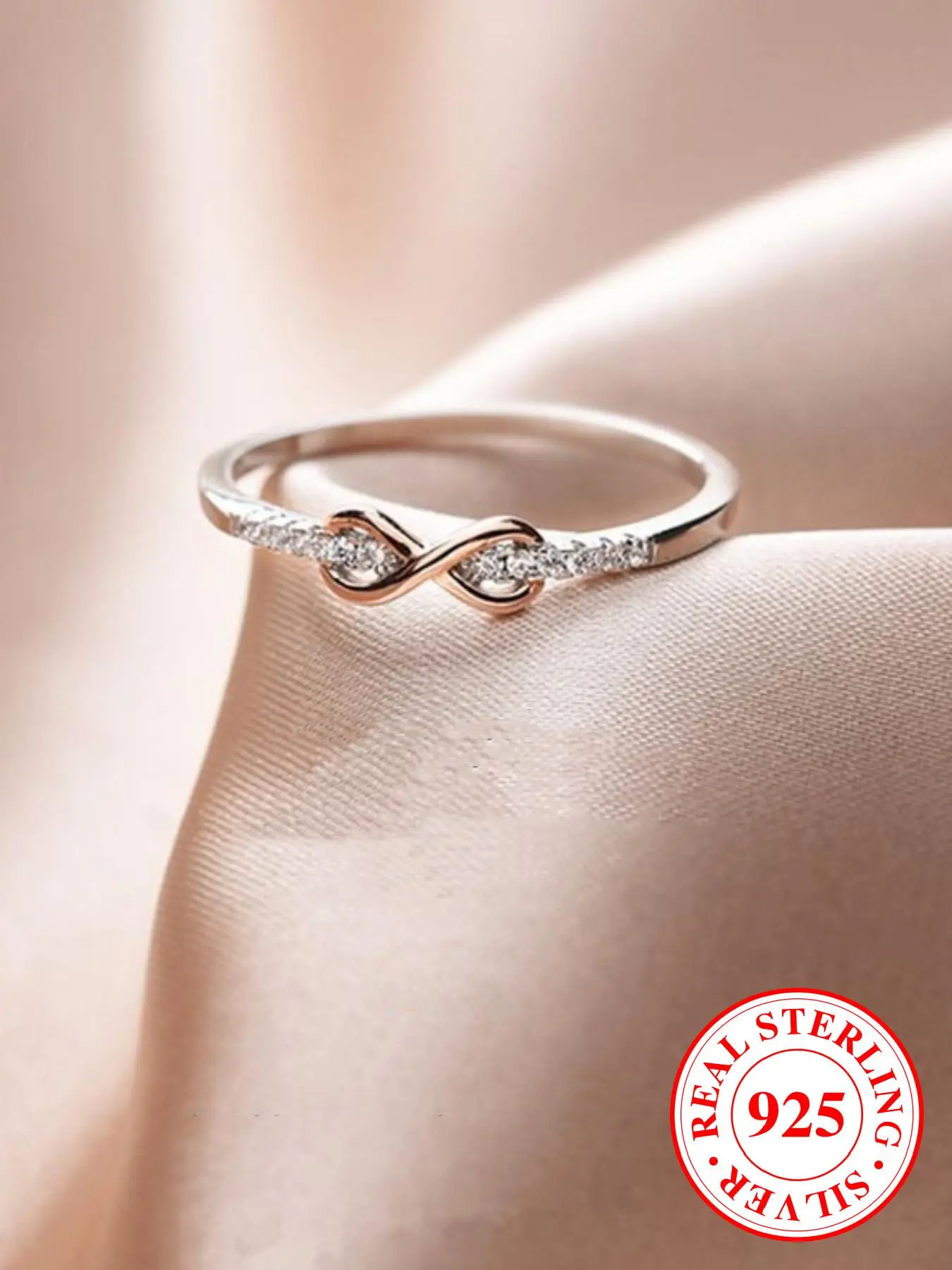 S925 Sterling Silver Infinity Symbol Design Ring, Fashion Accessories for Women & Girls, Trendy All-match & Exquisite Jewelry for Birthday Gift