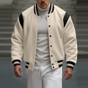 Men's Classic Varsity Baseball Jacket – Vintage Color Block Bomber Jacket with Contrast Sleeves – Modern Streetwear Letterman Jacket for Autumn & Winter Outfits