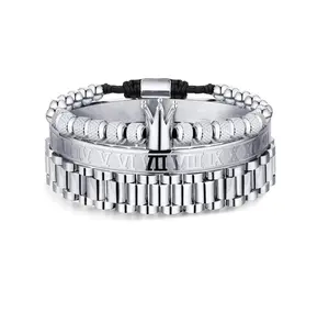 Imperial Crown King Mens Bracelet Pave CZ ，Gold Bracelets for Men Luxury Charm Fashion Cuff Bangle Crown Birthday Jewelry