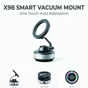 X98 Smart Vacuum Mount with Electric Suction, 360° Rotatable, Compatible with All Magnetic-Enabled , Includes Magnetic Ring for Any Smartphone - Cellphone car dashboard   360 adjustable phone holder