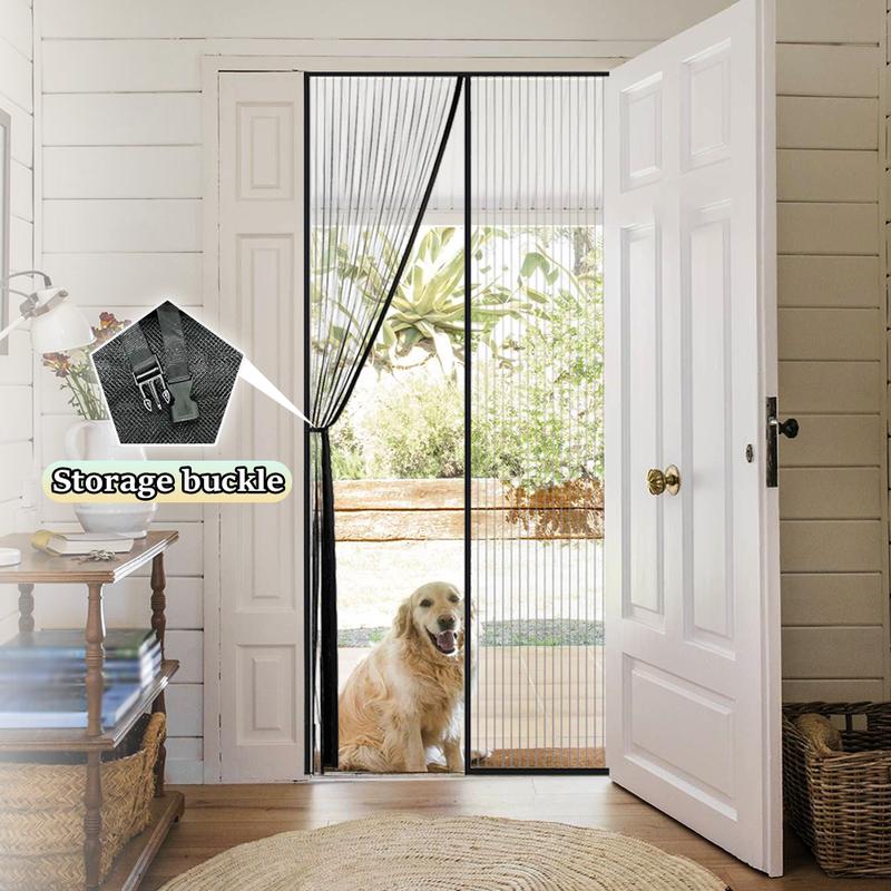 Heavy-Duty Magnetic Screen Door with Storage Buckle- Self-Sealing, Hands-Free Mesh For Insect Protection, Pet Friendly, Durable Material, Bohemian Style, Hand Wash Only, Insect Barrier Door | Mesh Partition Door | Durable Mesh Curtain