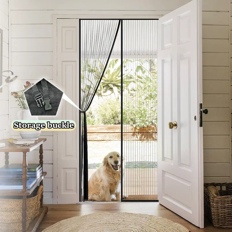 Heavy-Duty Magnetic Screen Door with Storage Buckle- Self-Sealing, Hands-Free Mesh For Insect Protection, Pet Friendly, Durable Material, Bohemian Style, Hand Wash Only, Insect Barrier Door | Mesh Partition Door | Durable Mesh Curtain