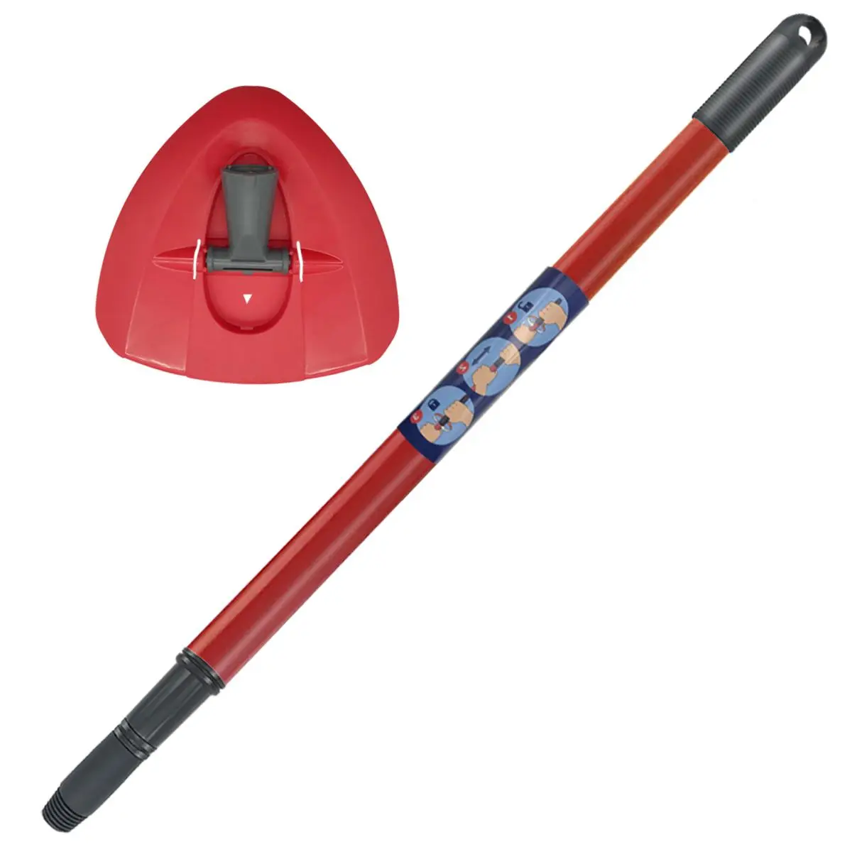 Triangle Base & Extendable Spin Mop Handle Compatible with O-Cedar / Vileda EasyWring 1-Tank Spin [without Bucket] Spin Mop Heads Spin Mop Replacements
