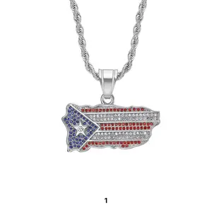 Puerto Rico pendant for women and men, stainless steel never turn, perfect gift with Cuban link or rope chain