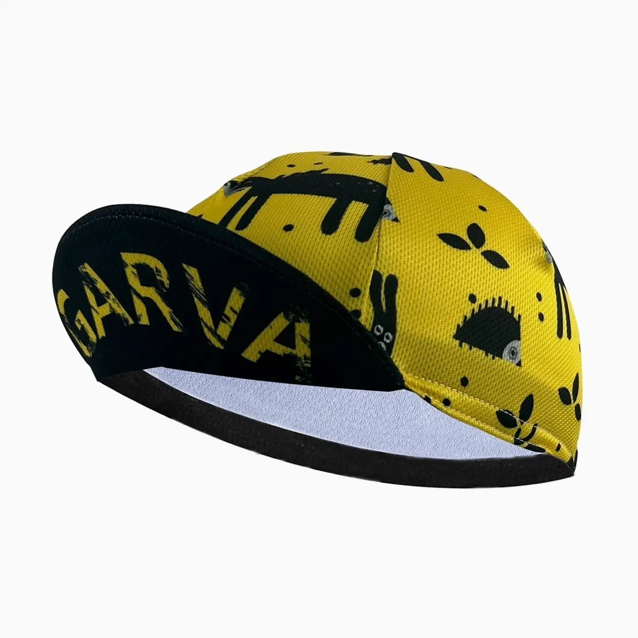 Synacap Yellow Garva Cycling Cap Breathable Under Helmet Bike Hat With Animal Print. Moisture Wicking Sports Sun Visor For Men And Women