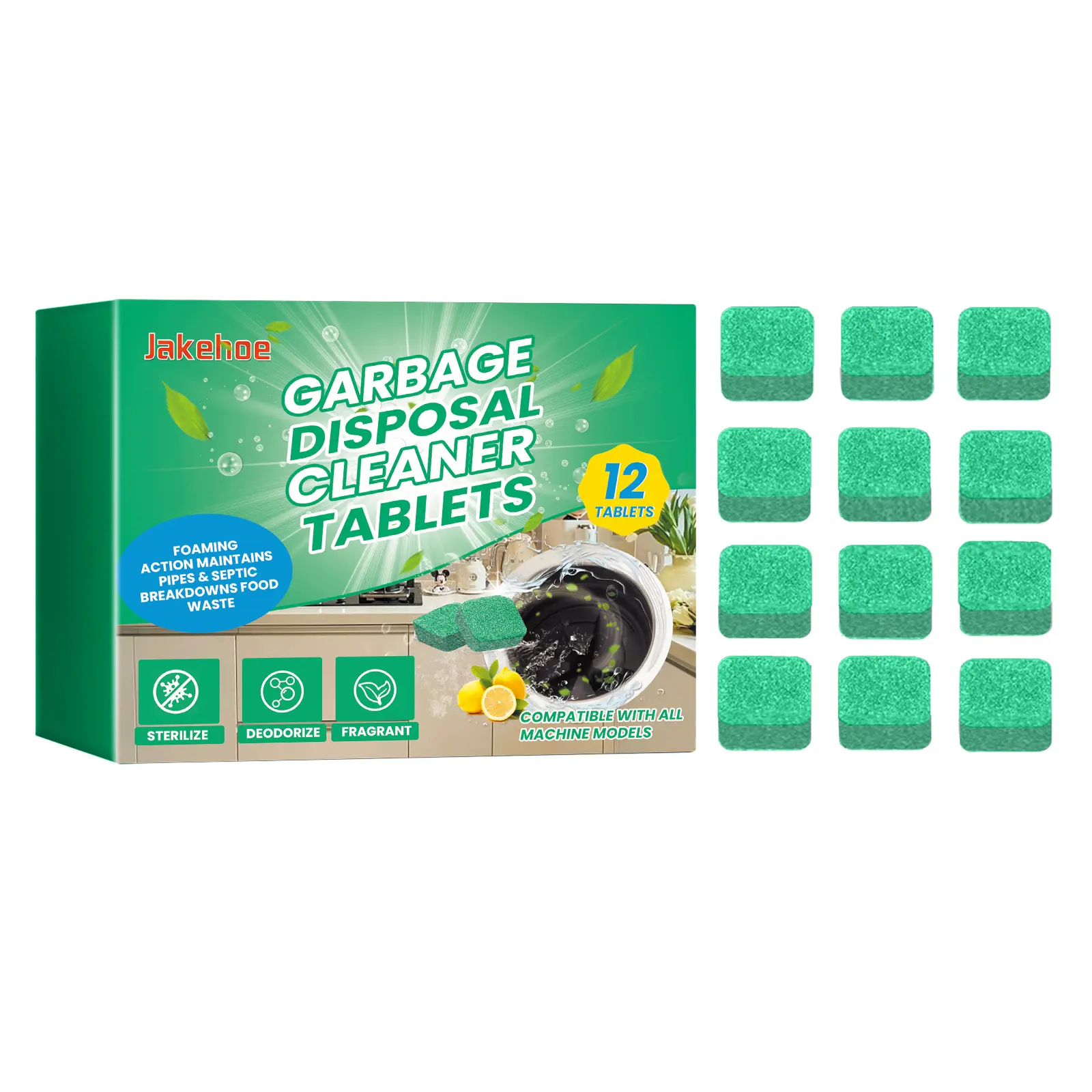 Garbage Disposal Cleaner Tablets for Food Residue and Grease Buildup, Foaming Kitchen Sink Disposal Cleaning Tabs, Drain Cleaner, Foaming Tablet, Water-Dissolving, Sink Disposal Cleaning Formula