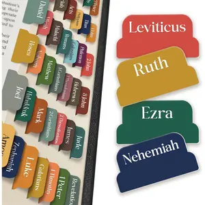 90 Christian Bible Index Tabs for Women, Men and Kids - Assorted Colors Large Print Laminated Labels for Church and Bible Study