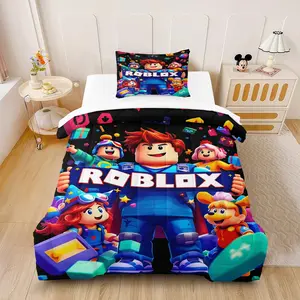 Roblox Game Themed Comforter Set (Including 1 Quilt And 1-2 Pillowcases), Unique Pixel Art Game Bedding, Suitable For Decorating Bedrooms And Dormitories For Teenagers And Gaming Enthusiasts