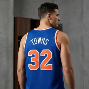 Men's Royal Blue Basketball Jersey | Orange & White Athletic Mesh Tank Top