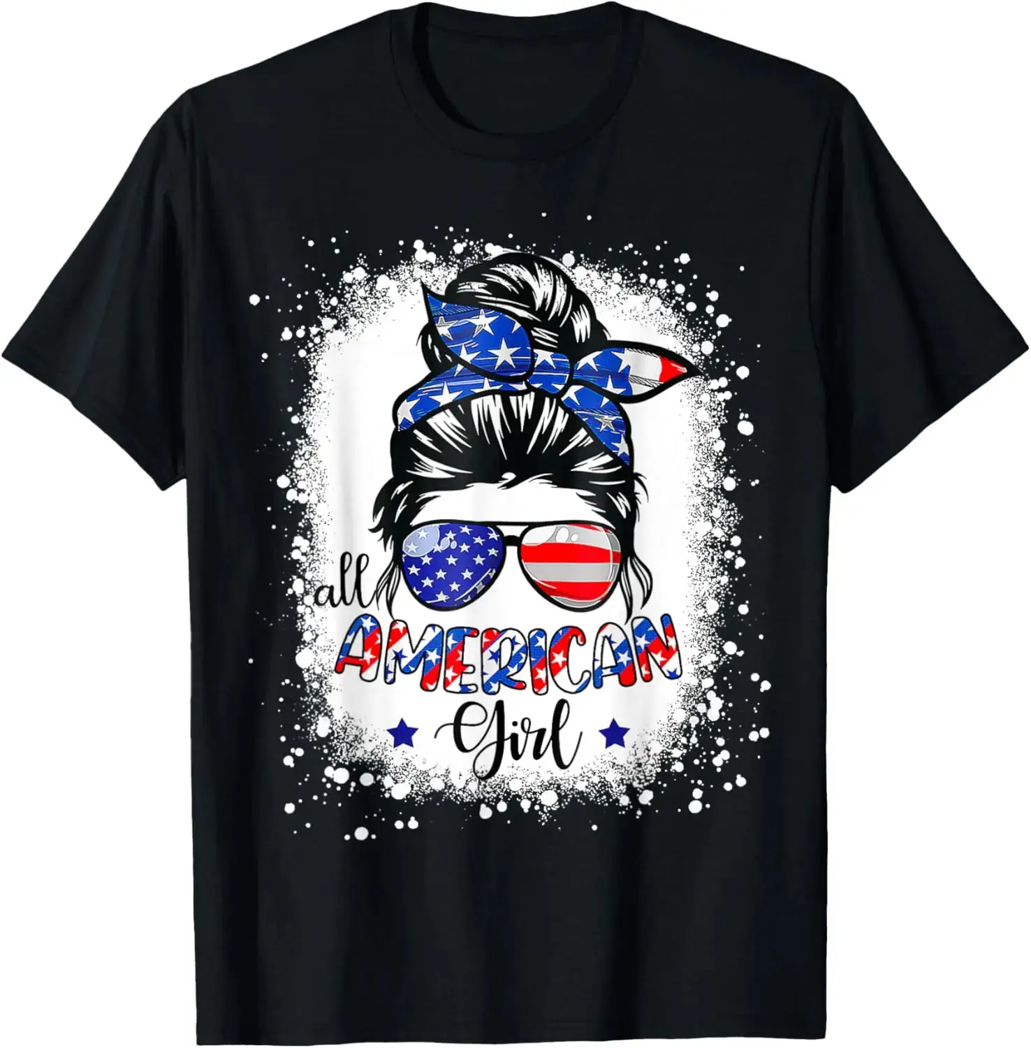 100%cotton All American Girl Shirt USA Flag 4th July Women Men  T-Shirt