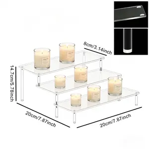 Adiison 1PCS Large Acrylic Display Risers, Perfume Stand Organizer, Clear Acrylic Shelf Risers for Display Stands for Food, Tabletop Use, Amiibo Funko POP Figure, 4 Tier Clear Cupcake Stand Risers